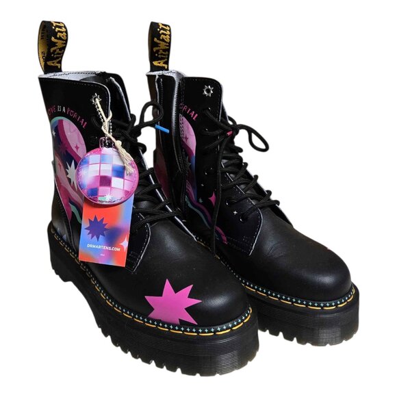 NEW Dr. Martens x Love is Wise Jadon for Pride Black Platform Boots Women's Sz 8 - Picture 2 of 6